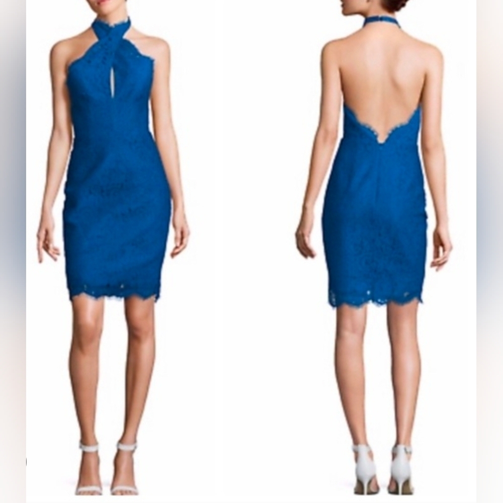 Keepsake The Label Women's Cobalt Blue Lace Crossed Halter High Roads Knee...